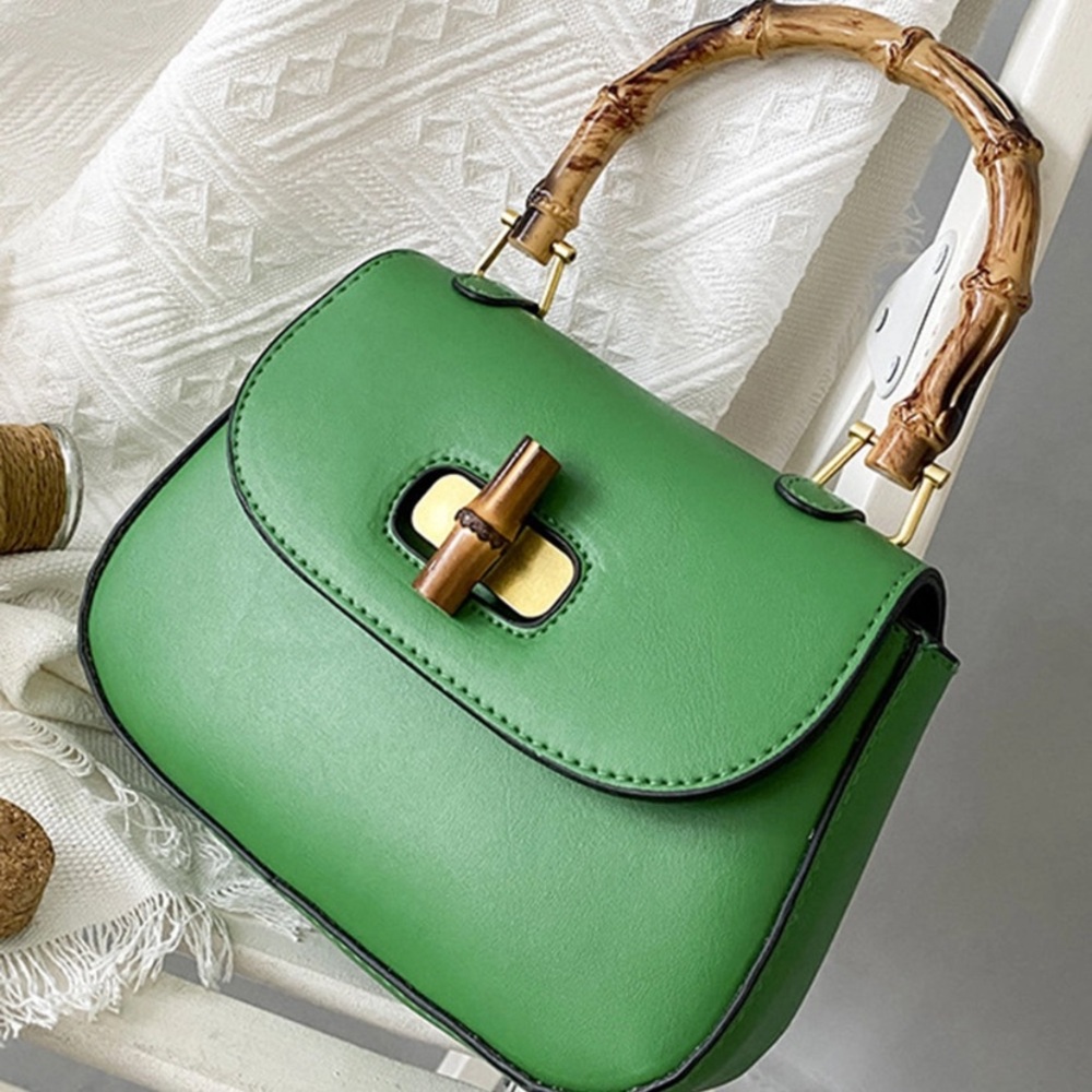 Retro Bamboo Shoulder Crossbody Handbag Green